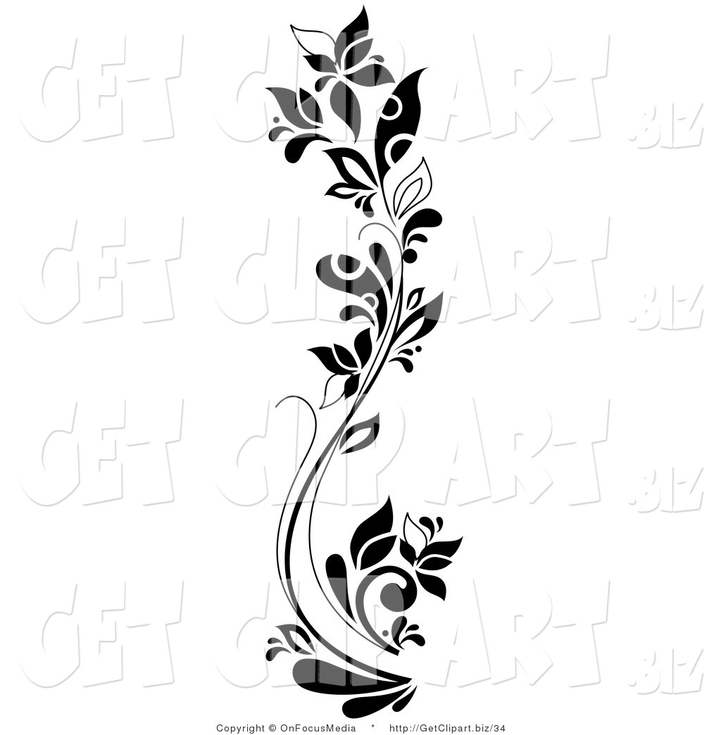 And White Curving Tall Flowering Plant Get Clip Art Onfocusmedia