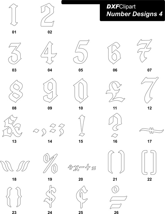 Batch Of 2d Dxf Art Number Designs 4 Contains 26 2d Dxf Files Each Dxf    