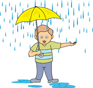 Child Wearing Rain Gear With Umbrella Child Wearing Rain Gear