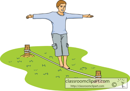 Children   Walking Across Tight Rope Game   Classroom Clipart
