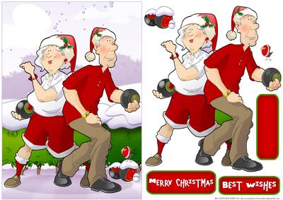 Christmas Bowling Dudes Couple By Gordon Fraser