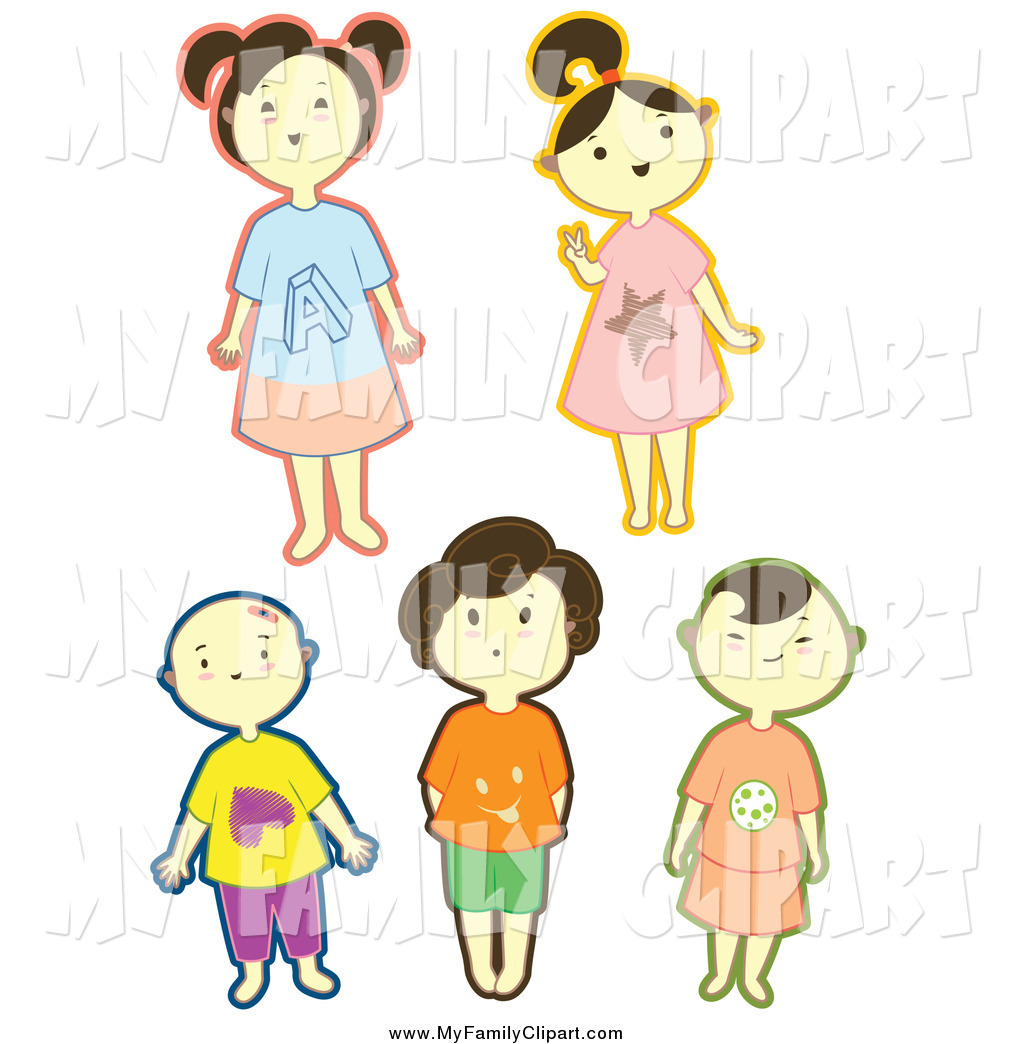 Clip Art Of Happy Little Boys And Girls With Thick Outlines By Cherie
