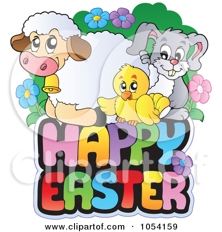 Clipart Happy Lamb Watching A Spring Chick Hatching In A Meadow
