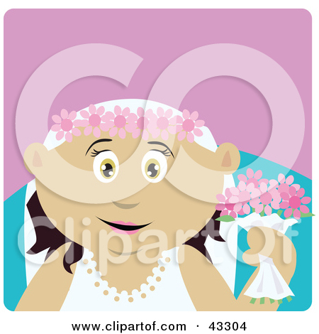 Clipart Illustration Of A Mexican Bride Woman Holding Flowers