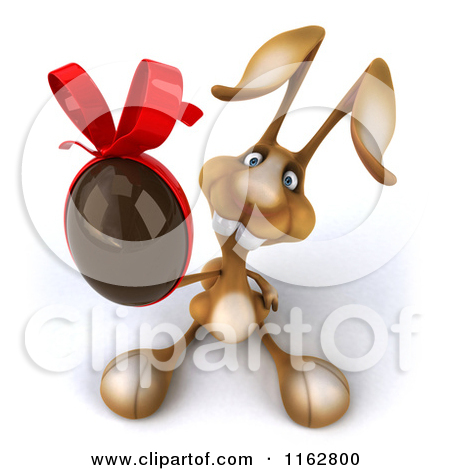 Clipart Of A 3d Brown Bunny Chasing A Carrot On A Stick 2   Royalty    