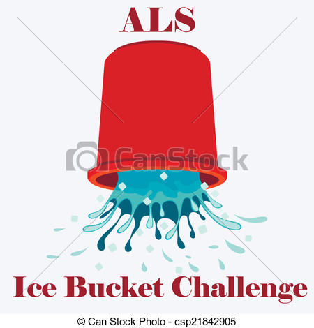 Cold Water Spilling From Red Bucket  Als Ice Bucket Challenge Concept