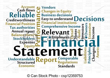Financial Statement Word Cloud With Data Sheet Background