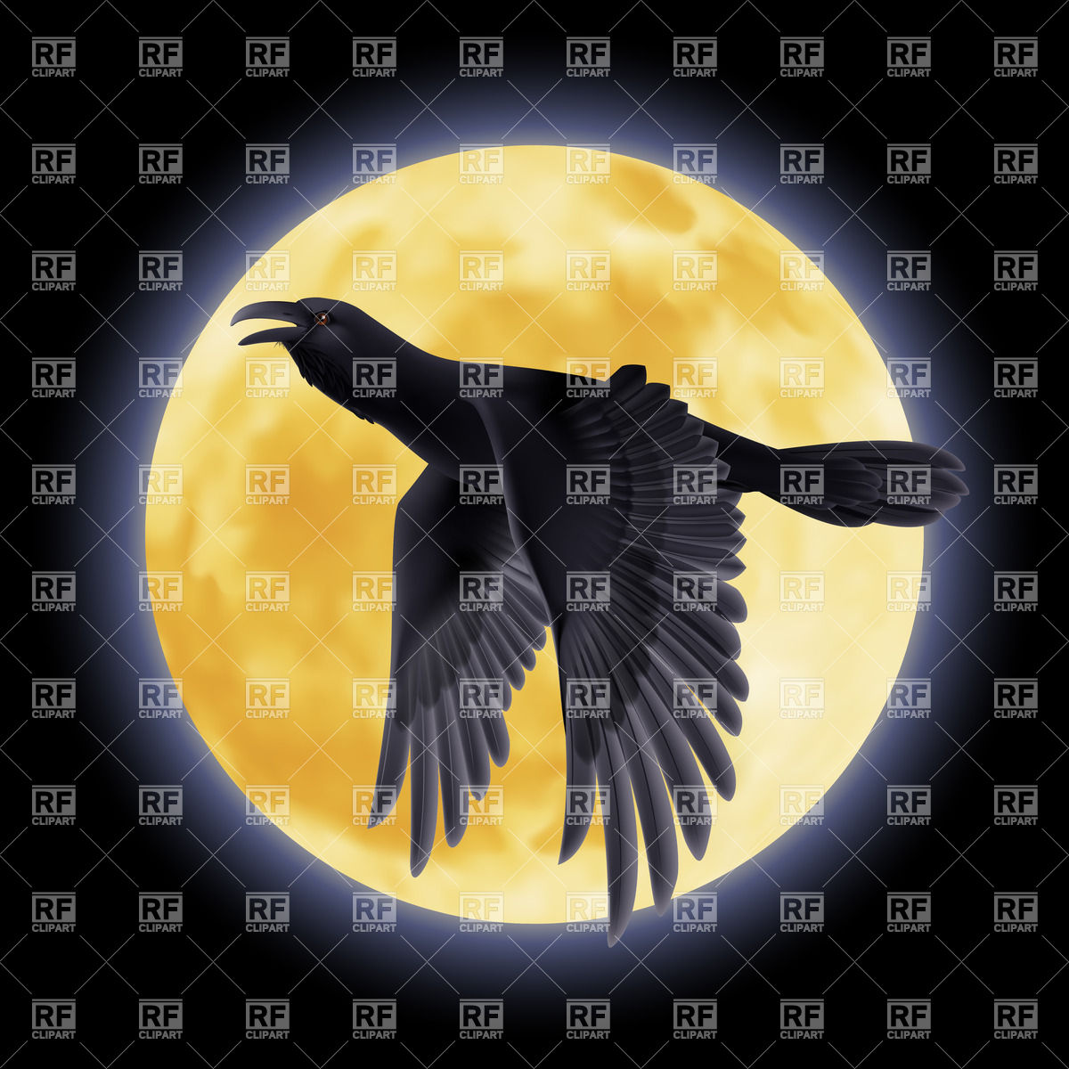 Flying Against A Full Moon Download Royalty Free Vector Clipart  Eps