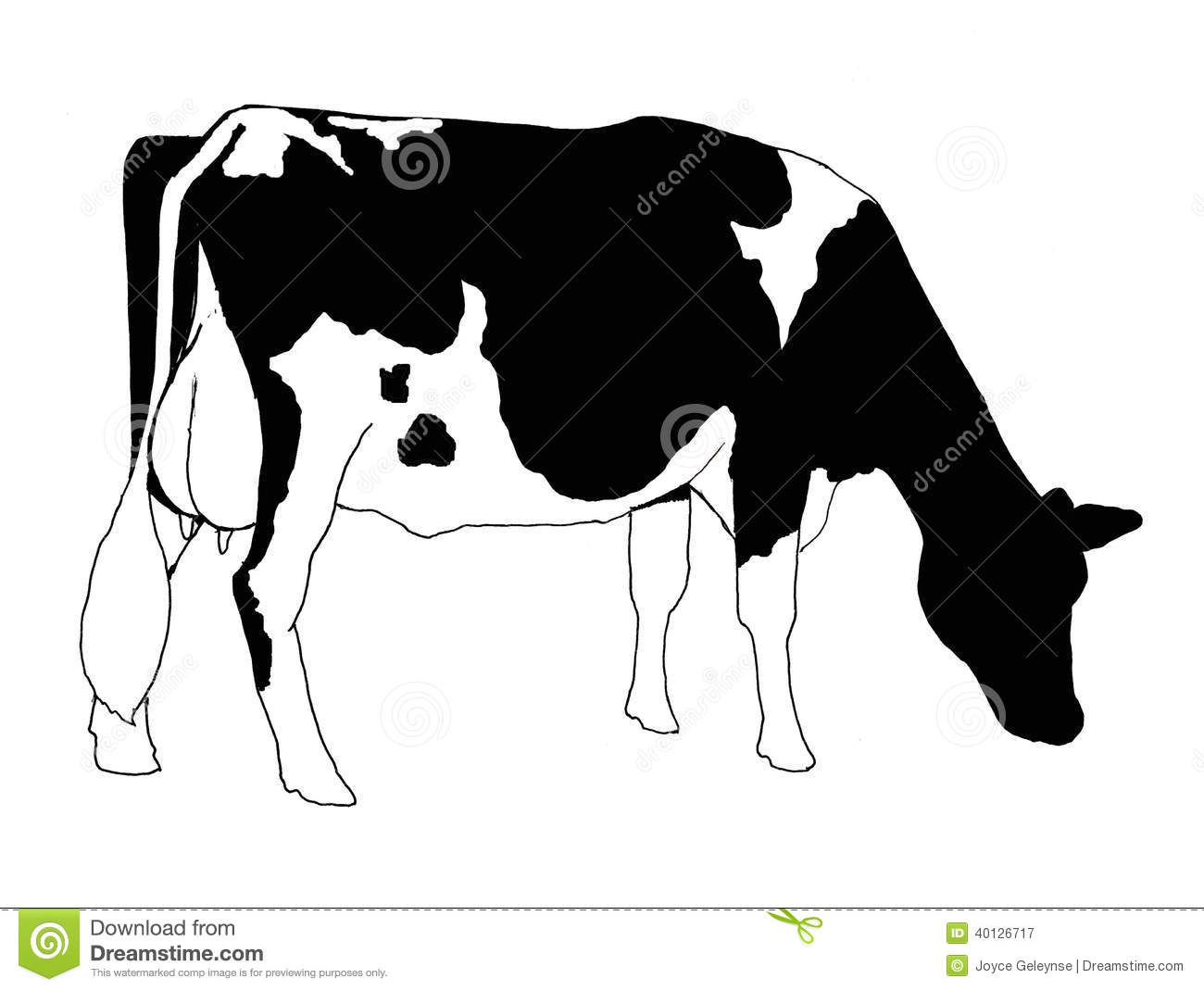 Freehand Clip Art Of Holstein Cow Stock Illustration   Image  40126717