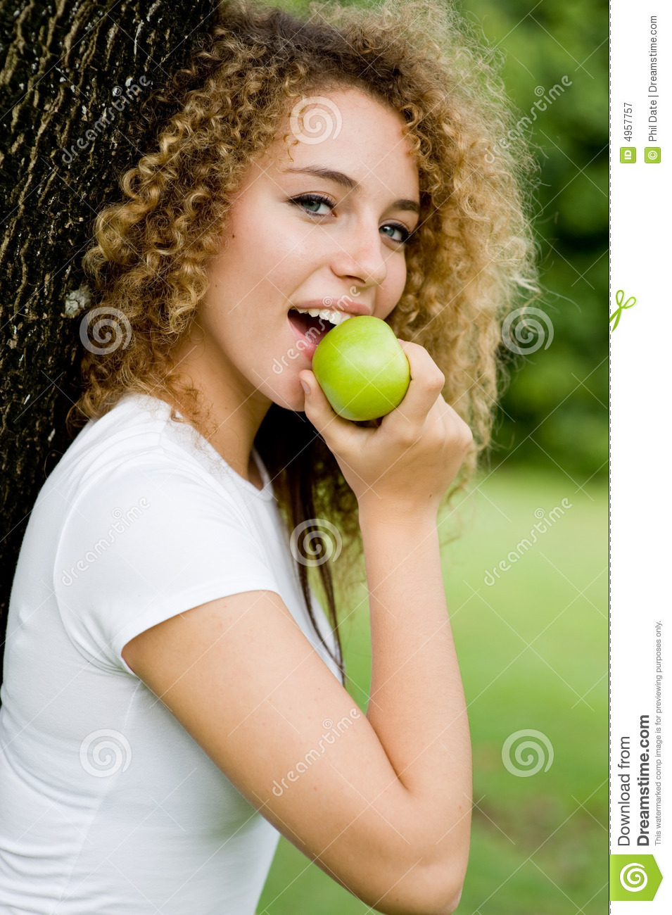 Girl Eating Apple Royalty Free Stock Photography   Image  4957757