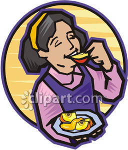 Girl Eating Apple Slices   Royalty Free Clipart Picture
