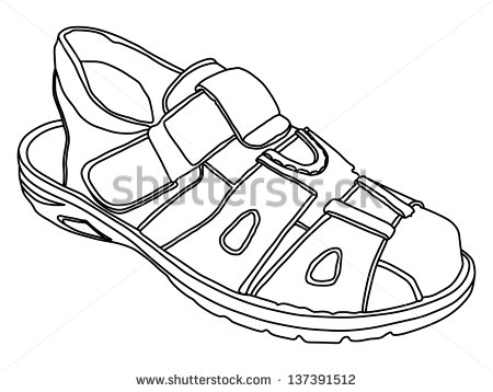 Leather Sandals Isolated On White Background Vector   Stock Vector