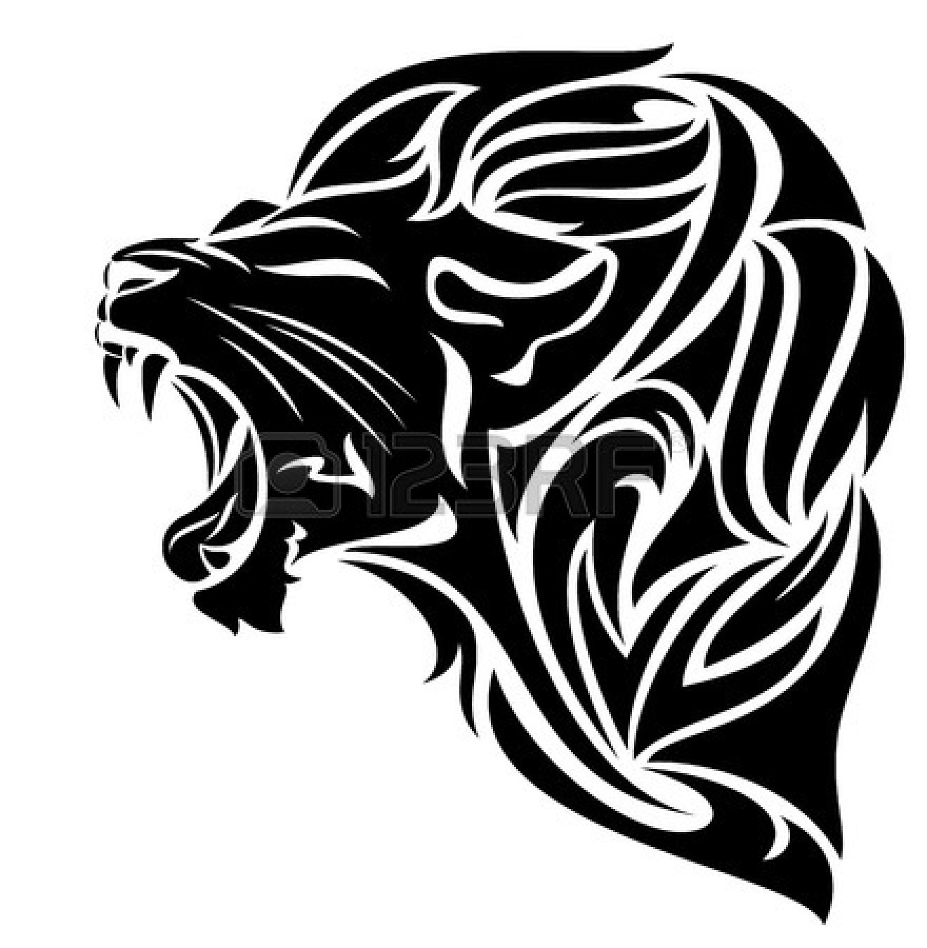 Lion Clipart Black And White 22434920 Furious Lion Black And White    