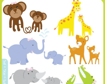 Mama And Baby Animals Clip Art Instant Download   Mom And Baby Baby    
