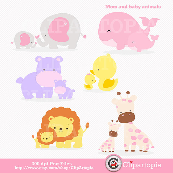 Mom And Baby Animal Digital Clipart   Elephant By Clipartopia