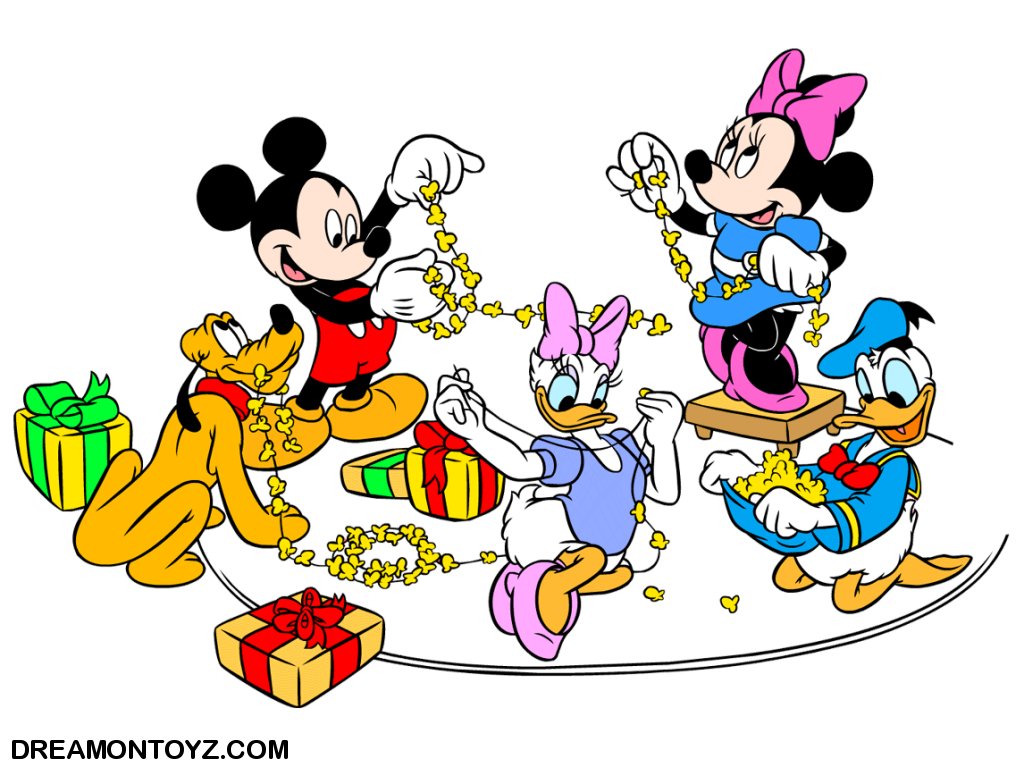 Mouse Pluto Daisy Duck And Donald Duck Stringing Popcorn For Garland