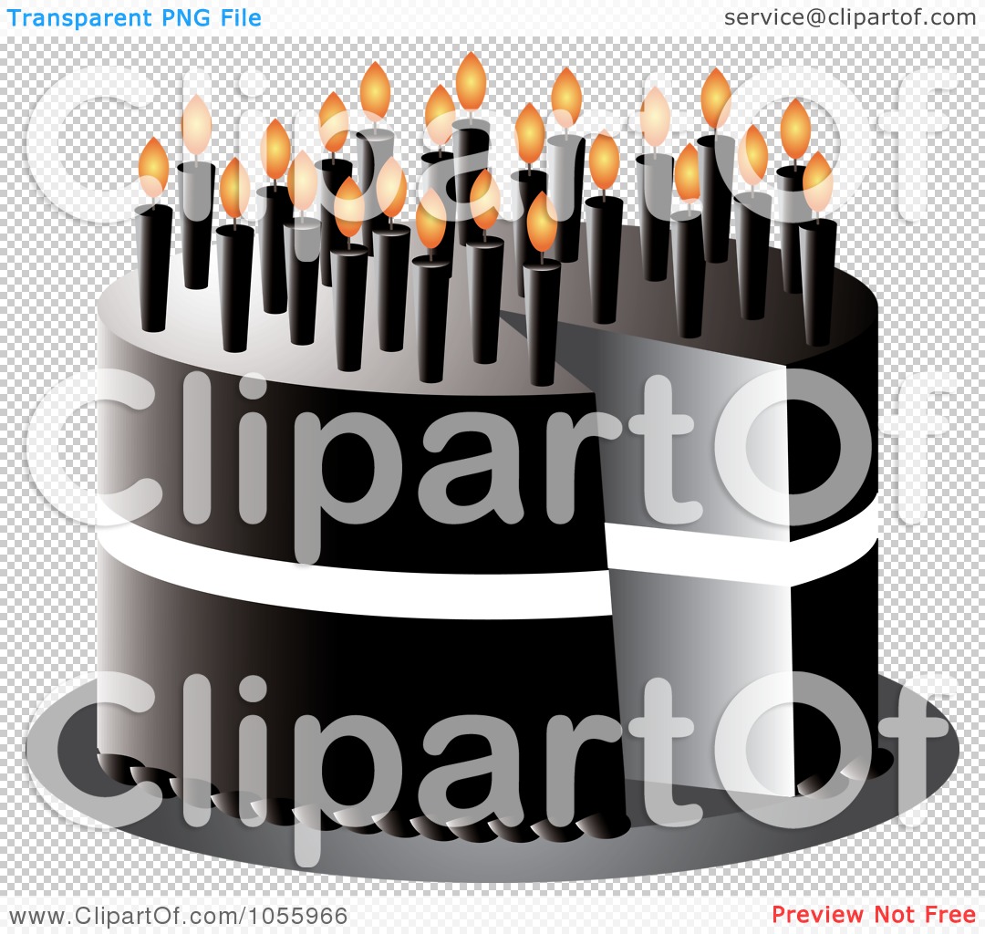Of A Black Over The Hill Birthday Cake With Candles By Pams Clipart