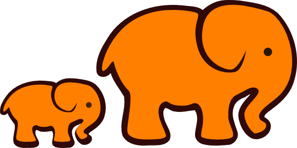 Orange Elephant Mom   Baby Clip Art At Clker Com   Vector Clip Art    