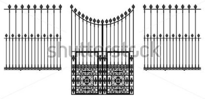 Parks   Outdoor   Wrought Iron Ornamental Gate And Fences Illustration