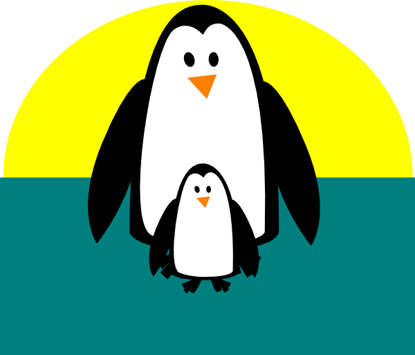 Penguin Mom And Baby Clip Art Vector