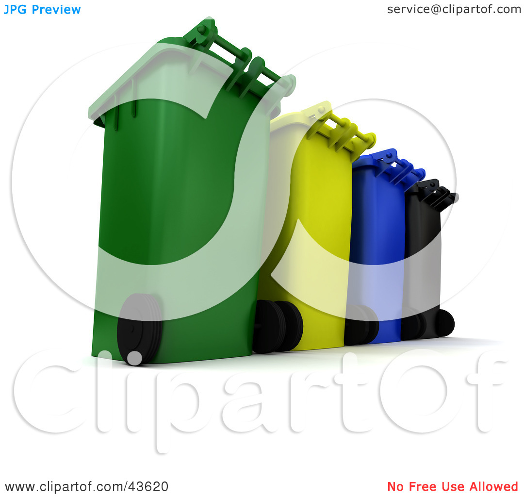 Rolling Trash Can Clipart Clipart Illustration Of A Row