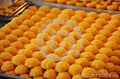 Stock Photo  Nine Auspicious Thai Desserts Name Thong Ek