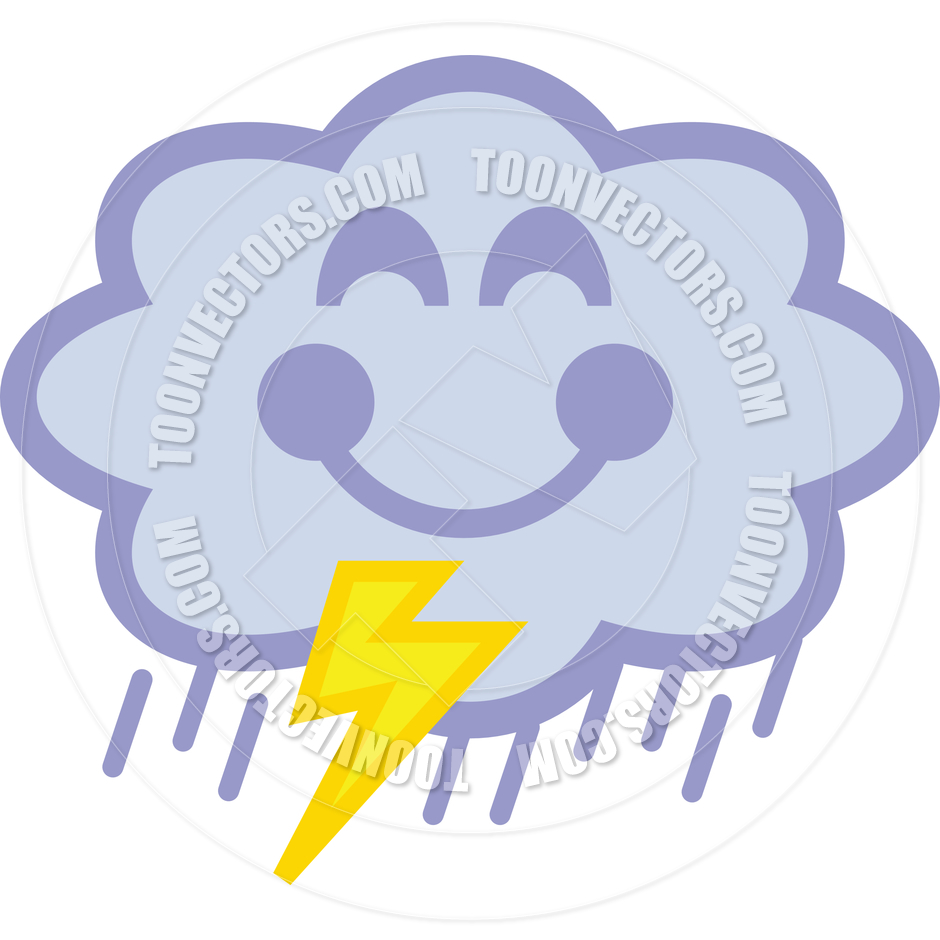 Thunder Cloud Clipart Cartoon Thunder Cloud Vector Illustration By