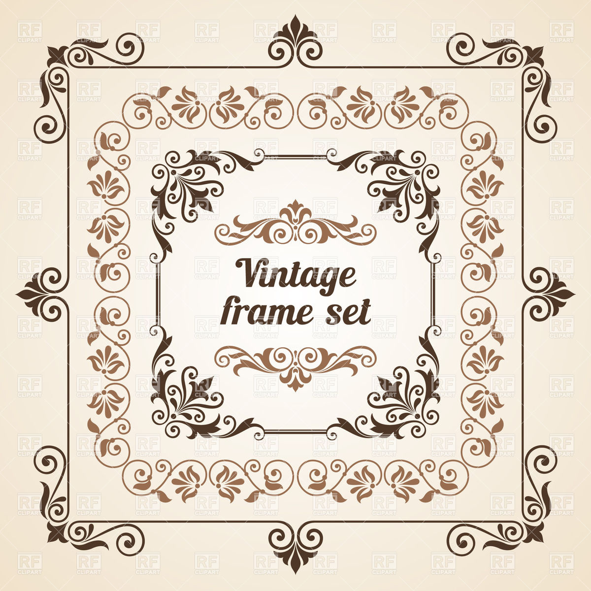     Vintage Frames Set 28955 Download Royalty Free Vector Clipart  Eps