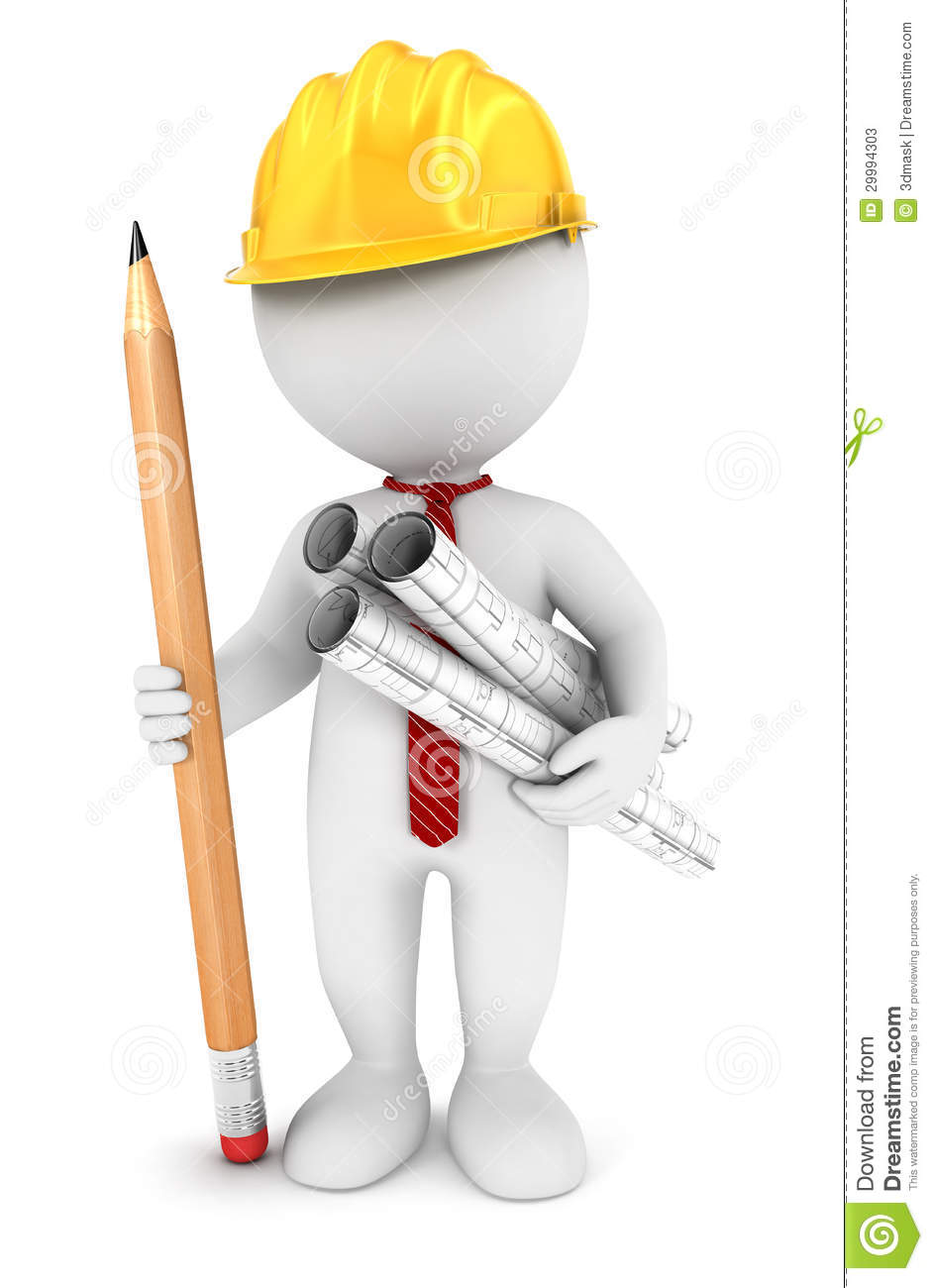 3d White People Architect White Background 3d Image