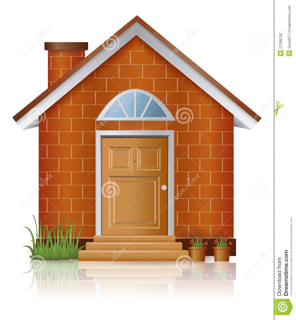 Brick House Architecture With Chimney Create By Vector