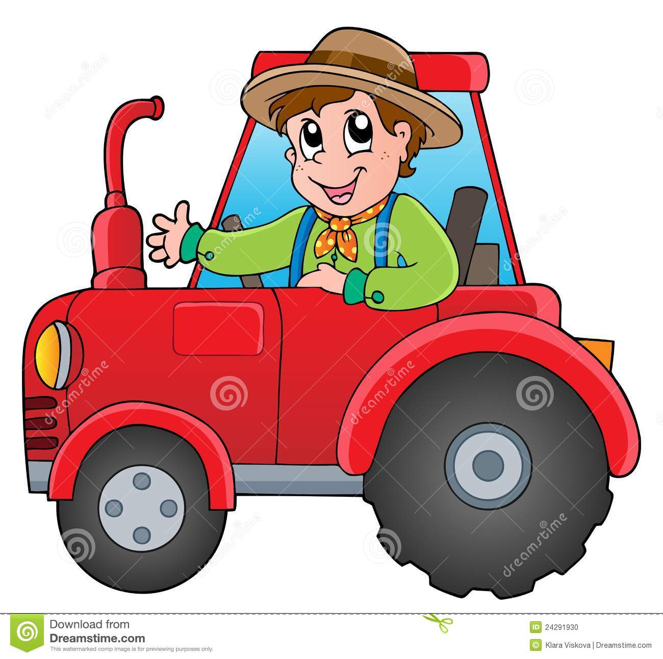 Cartoon Farmer On Tractor Stock Photo   Image  24291930