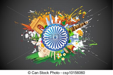Clip Art Vector Of Diversity Of India   Illustration Of Monument And