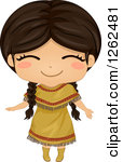 Clipart Of A Cute Girl Posing In A Native American Indian Costume
