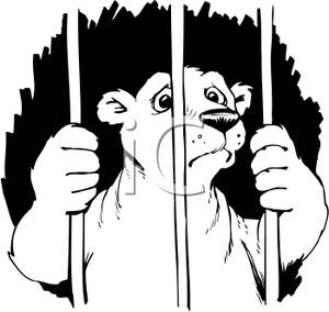 Clipart Picture  Coloring Page Of A Sad Polar Bear In Jail