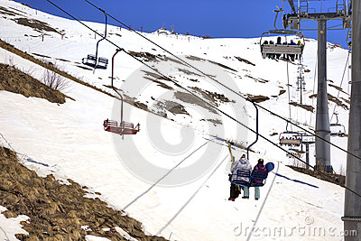 Dombay Russia   May 03 2015  Aerial Lift On A Mountain Mussa Achitara