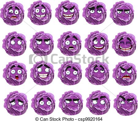 Eps Vector Of Cute Cartoon Purple Cabbage Smiles   Vector Cute Cartoon
