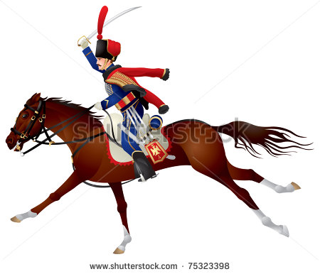 French Hussar Cavalier On A Horse Napoleonic Wars Military Uniform    