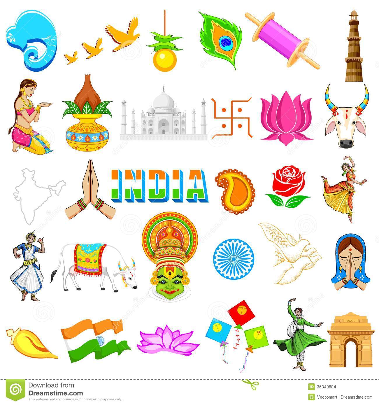 Illustration Of Set Of Indian Icon Showing Festivals In India