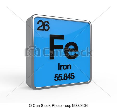 Iron Element Periodic Table Isolated On White Background  3d Render