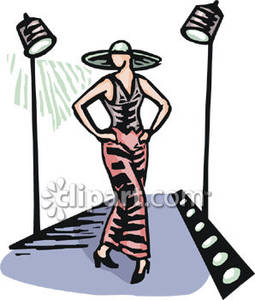 Model Walking Down The Runway   Royalty Free Clipart Picture