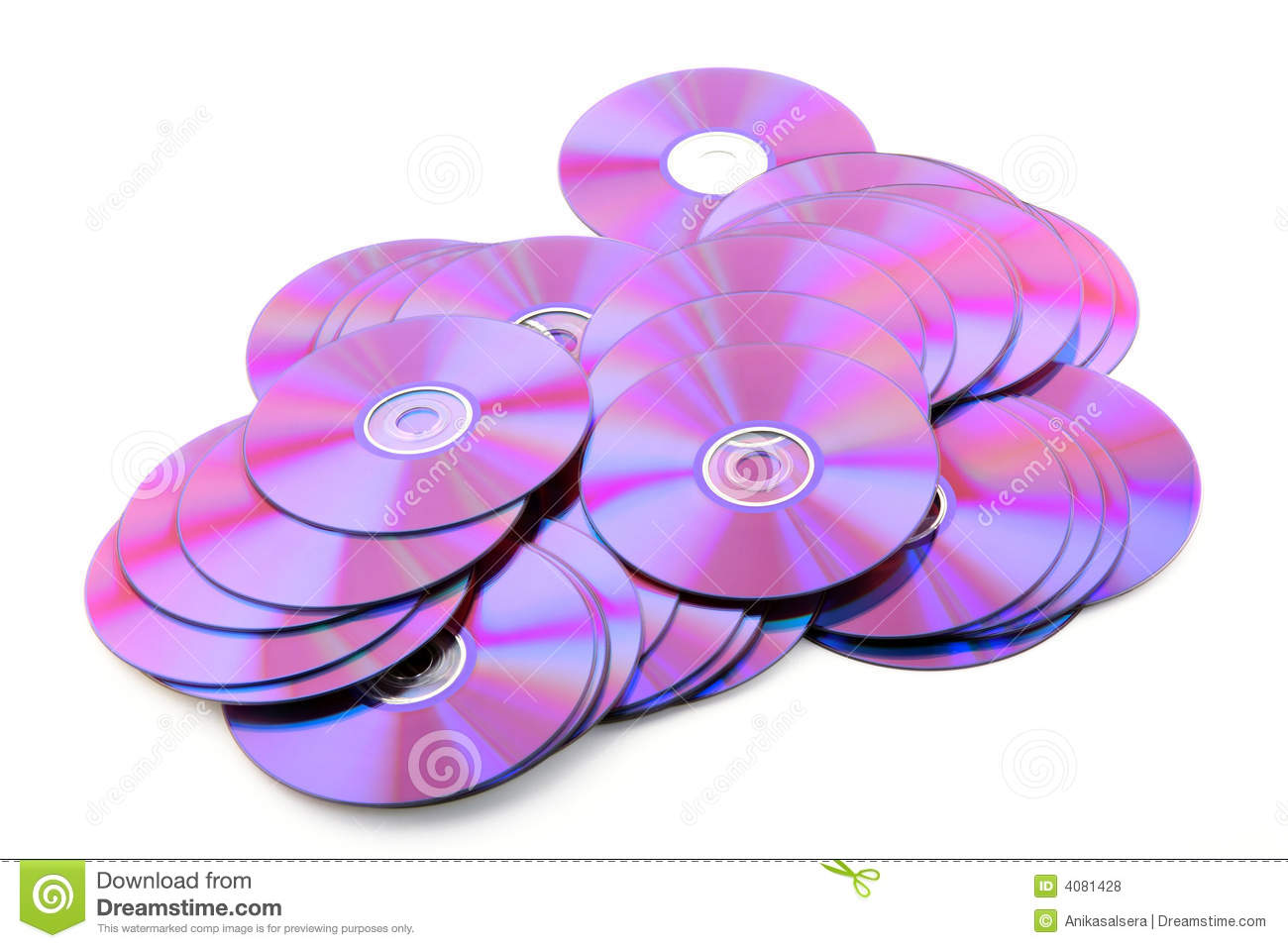 Pile Of Colorful Dvds Or Cds On White Background Royalty Free Stock