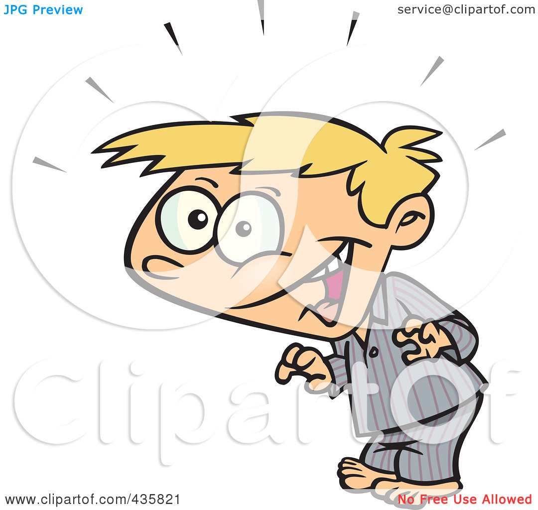 Rf  Clipart Illustration Of A Super Surprised Blond Boy In His Pajamas