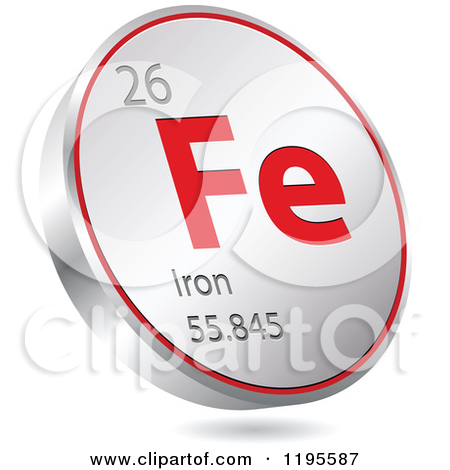 Round Red And Silver Iron Chemical Element Icon By Andrei Marincas