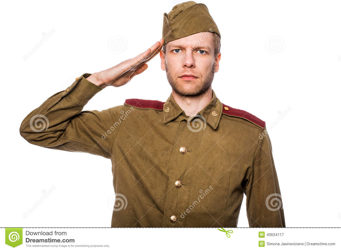 Russian Soldier Saluting Stock Photo   Image  40634117