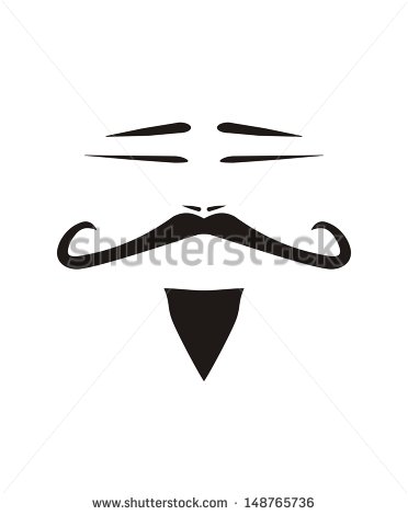 Slanted Eyes Curly Long Mustache And Beard  Black Traditional Old    