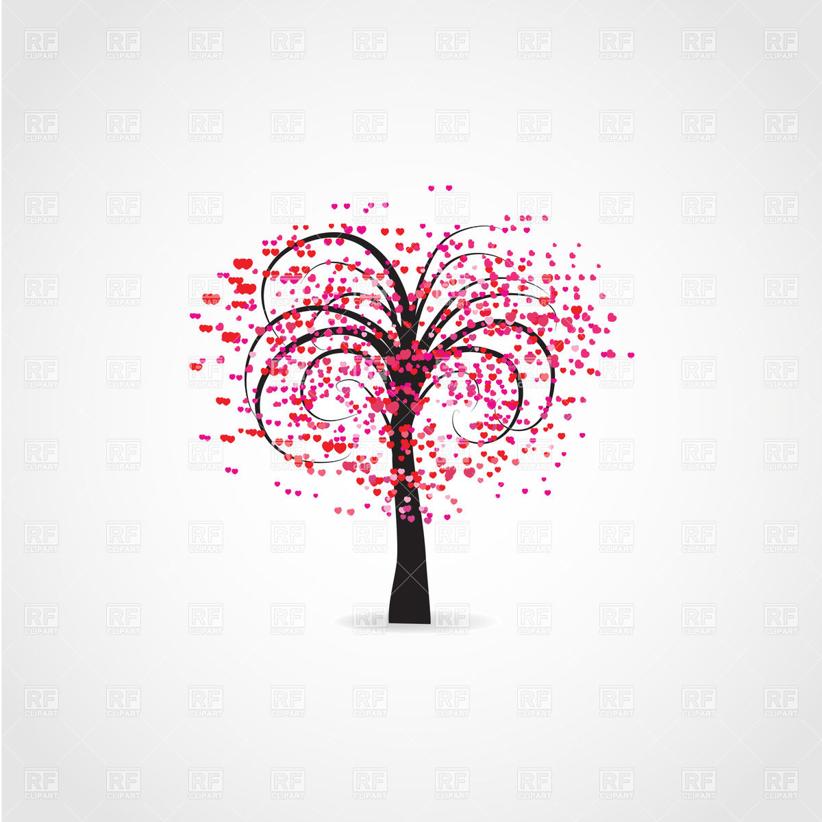 Stylized Vector Tree Covered With Heart Shaped Flowers 23088 Plants