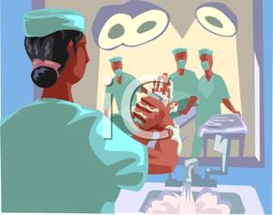 Surgical Team In An Operating Room   Royalty Free Clipart Picture