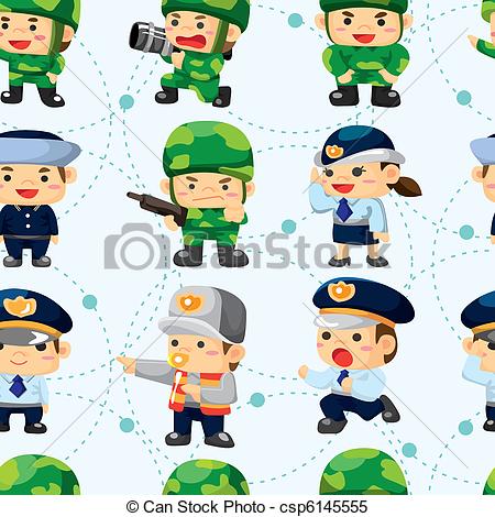 Vector   Seamless Police And Soldier Pattern   Stock Illustration