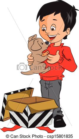 Vectors Of Vector Of Surprised Boy Holding Toy   Vector Illustration