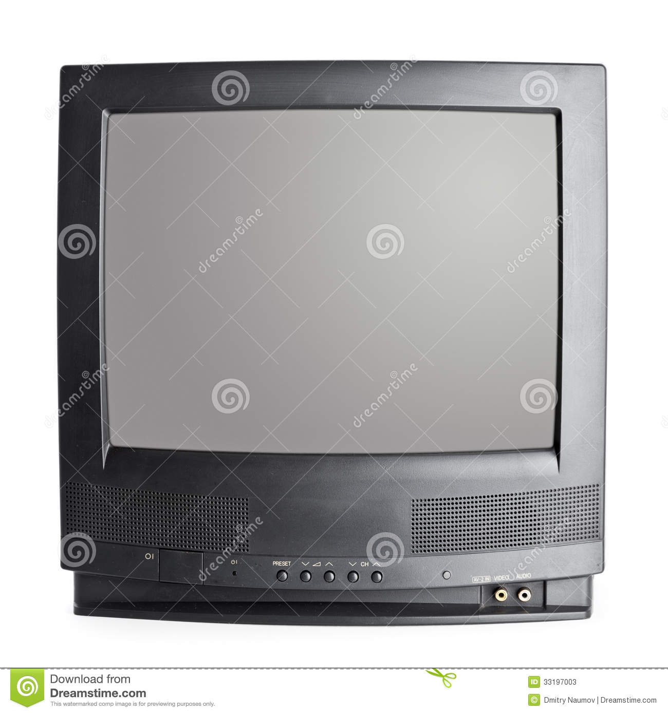Vintage Black Television Set Isolated On White Background